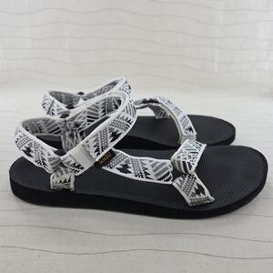 Teva Womens Original Universal White Black Aztec Hiking Sandals 1003987 Size 10